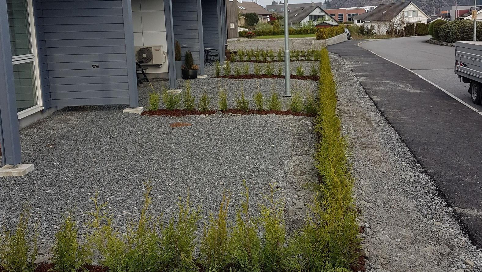 Uteområde til bolig med ny hekk